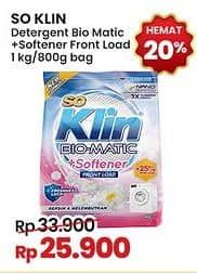 Promo Harga So Klin Biomatic Powder Detergent +Softener Front Load 800 gr - Indomaret