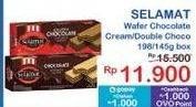 Promo Harga Selamat Wafer Choco Cream, Double Chocolate 145 gr - Indomaret