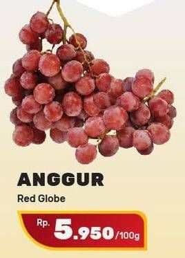 Promo Harga Anggur Red Globe per 100 gr - Yogya