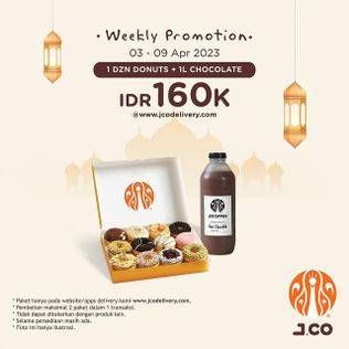 Promo Harga JCO 1 Dozen Donuts + 1L of Chocolate  - JCO