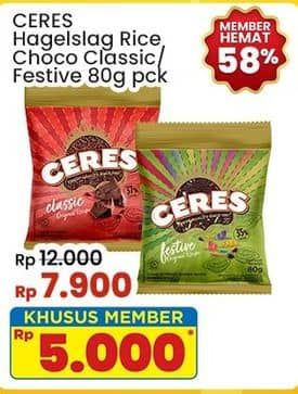 Promo Harga Ceres Hagelslag Rice Choco Classic, Festive 90 gr - Indomaret