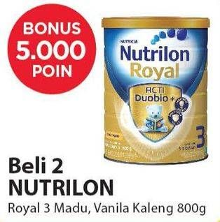 Promo Harga NUTRILON Royal 3 Susu Pertumbuhan Madu, Vanila per 2 kaleng 800 gr - Alfamart