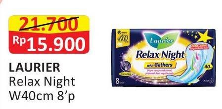 Promo Harga Laurier Relax Night Gathers 40cm 8 pcs - Alfamart