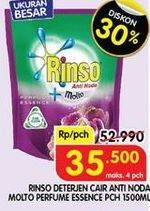 Promo Harga RINSO Liquid Detergent + Molto Purple Perfume Essence 1500 ml - Superindo