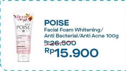 Promo Harga Poise Facial Foam Luminous White, Anti Bacterial, Anti Acne 100 ml - Indomaret