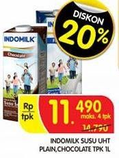 Promo Harga INDOMILK Susu UHT Plain, Coklat 1000 ml - Superindo