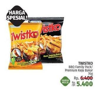 Promo Harga TWISTKO Snack Jagung Bakar Premium BBQ, Keju 70 gr - LotteMart