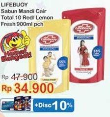 Promo Harga LIFEBUOY Body Wash Total 10, Lemon Fresh 900 ml - Indomaret