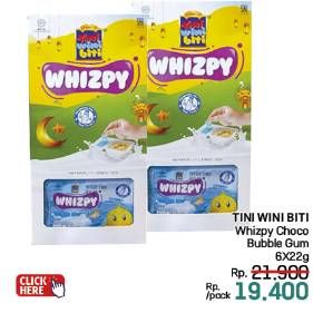 Promo Harga Tini Wini Biti Whizpy Milky Chocolate, Gummy Bubble Gum 22 gr - LotteMart