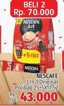 Promo Harga Nescafe Original 3 in 1 per 2 box 30 pcs - LotteMart