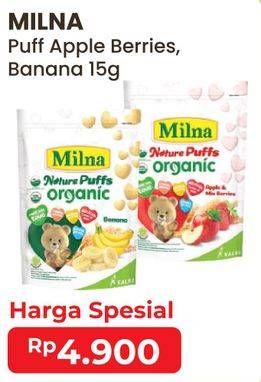 Promo Harga MILNA Nature Puffs Organic Apple Mix Berries, Banana 15 gr - Alfamart