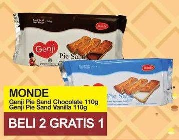 Promo Harga MONDE Genji Pie Sand Vanilla, Chocolate per 2 bungkus 110 gr - Yogya