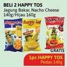 Promo Harga Happy Tos Tortilla Chips Jagung Bakar/Roasted Corn, Nacho Cheese, Hijau 140 gr - Alfamidi