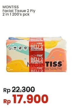 Promo Harga Montiss Facial Tissue per 2 bungkus 200 sheet - Indomaret