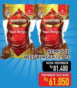 Promo Harga Kemfood Beef Burger per 12 pcs 400 gr - Hypermart