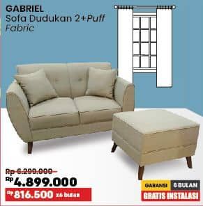 Promo Harga Courts Gabriel Sofa Dudukan 2 + Puff Fabric  - COURTS