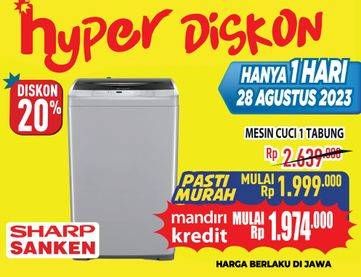 Promo Harga SHARP, SANKEN Mesin Cuci 1 Tabung  - Hypermart