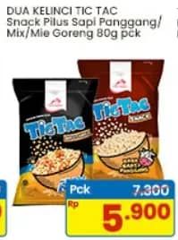 Promo Harga Dua Kelinci Tic Tac Sapi Panggang, Mix, Mie Goreng 80 gr - Indomaret