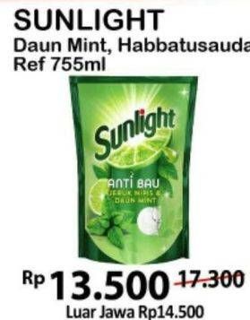 Promo Harga SUNLIGHT Pencuci Piring Anti Bau Jeruk Nipis Daun Mint, Higienis Plus Jeruk Nipis Habbatussauda 755 ml - Alfamart