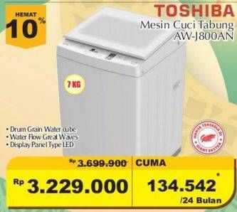 Promo Harga TOSHIBA AW-J800AN | Mesin Cuci Top Load 7 kg  - Giant