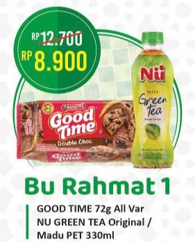 Promo Harga Good Time Cookies Chocochips/Nu Green Tea Minuman teh  - Alfamart