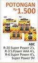 Promo Harga ABC Battery Super Power R20, R-3, R6 4 pcs - Alfamidi