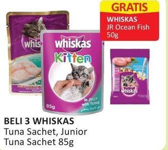 Promo Harga WHISKAS Kitten Cat Food Tuna, Junior Tuna per 3 pouch 85 gr - Alfamart