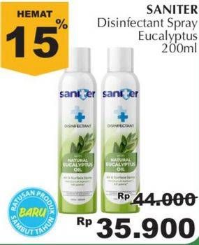 Promo Harga SANITER Fabric Disinfectant Spray Eucalyptus 200 ml - Giant