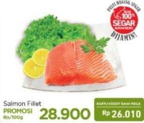 Promo Harga Salmon Fillet per 100 gr - Carrefour