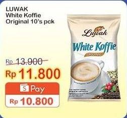 Promo Harga Luwak White Koffie Original per 10 sachet 20 gr - Indomaret