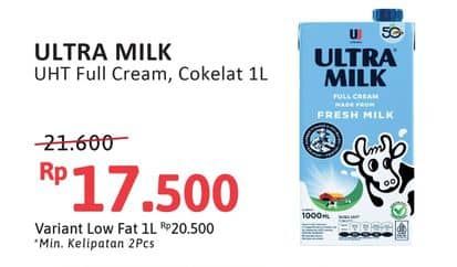 Promo Harga Ultra Milk Susu UHT Full Cream, Coklat 1000 ml - Alfamidi