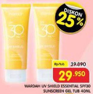 Promo Harga WARDAH UV Shield  Essential Sunscreen Gel SPF 30 PA+++ 40 ml - Superindo