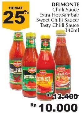 Promo Harga DEL MONTE Sauce Extra Hot Chilli, Sweet Chilli, Chilli, Tasty Chilli 340 ml - Giant