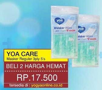 Promo Harga YOA Masker Reguler per 2 pouch 5 pcs - Yogya