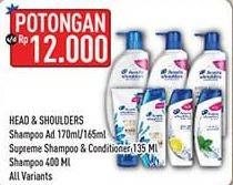 Promo Harga Head & Shoulders Shampoo/Supreme Shampoo & Conditioner  - Hypermart