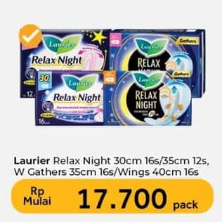Promo Harga Laurier Relax Night 35cm 12 pcs - Carrefour