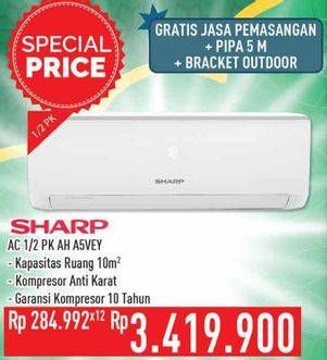 Promo Harga SHARP AH-A5VEY | AC 1/2PK  - Hypermart