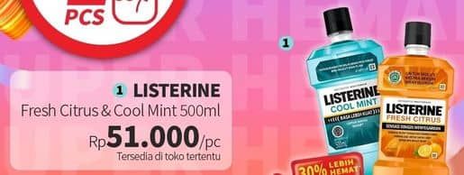 Listerine Mouthwash Antiseptic 500 ml Harga Promo Rp51.000, Tambah Rp. 1.000 Dapat 2 Pcs, Toko Tertentu