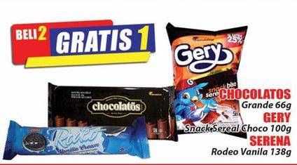 Promo Harga CHOCOLATOS Grande 66 g/GERY Snack Sereal Choco 100 g/SERENA Rodeo Vanila 138 g  - Hari Hari