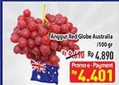 Promo Harga Anggur Red Globe Australia per 100 gr - Hypermart