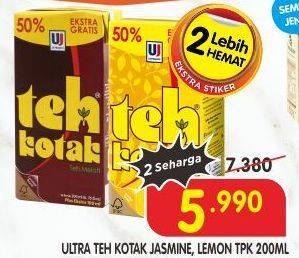 Promo Harga ULTRA Teh Kotak Jasmine, Lemon 300 ml - Superindo