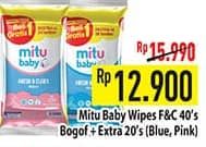 Promo Harga Mitu Baby Wipes Fresh & Clean Blue Blossom Berry, Pink Blooming Cherry 60 pcs - Hypermart