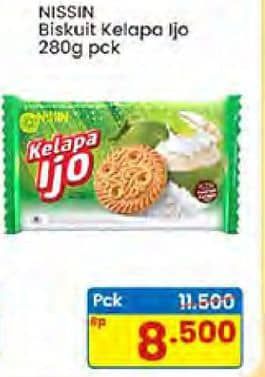 Promo Harga Nissin Coconut Biscuits Kelapa Ijo 280 gr - Indomaret