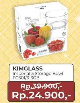 Promo Harga KIM GLASS Imperial 3 Storage Bowl  - Yogya