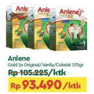 Promo Harga Anlene Gold Plus 5x Hi-Calcium Coklat, Original, Vanila 650 gr - TIP TOP