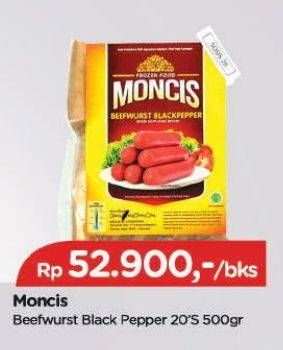 Promo Harga Moncis Beefwurst Black Pepper per 20 pcs 500 gr - TIP TOP