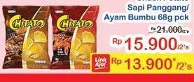 Promo Harga CHITATO Snack Potato Chips Ayam Bumbu, Sapi Panggang per 2 pcs 68 gr - Indomaret