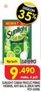 Promo Harga Sunlight Pencuci Piring Higienis Plus With Habbatussauda, Anti Bau With Daun Mint 650 ml - Superindo