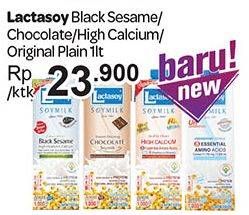 Promo Harga LACTASOY Soya Milk Black Sesame, Chocolate, High Calcium, Original 1 ltr - Carrefour
