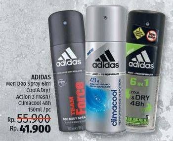 Promo Harga ADIDAS Men Deo Body Spray 6 In 1 Cool Dry, Action 3 Fresh 48H, Climacool 150 ml - LotteMart